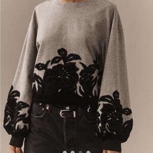 Anthropologie NWT Gray Sweatshirt Small dressy